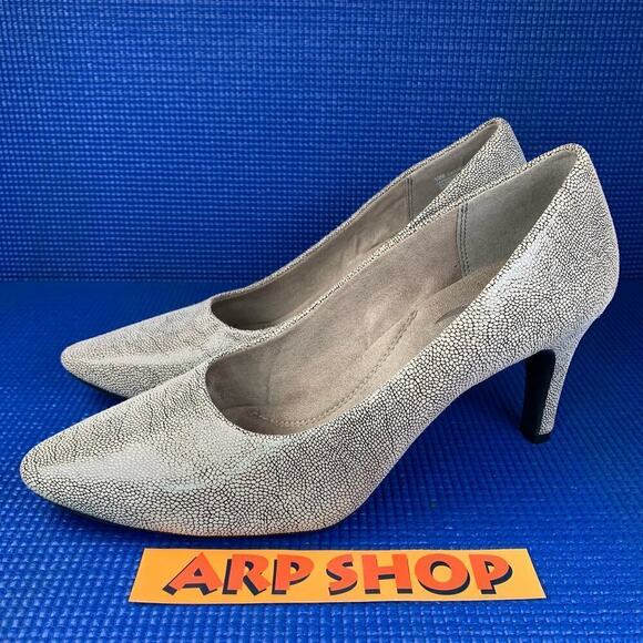 🔴 AEROSOLES Heel Rest EXQUISITE Women`s US 10M Grey Leather Pumps Shoes VN - Picture 1 of 8